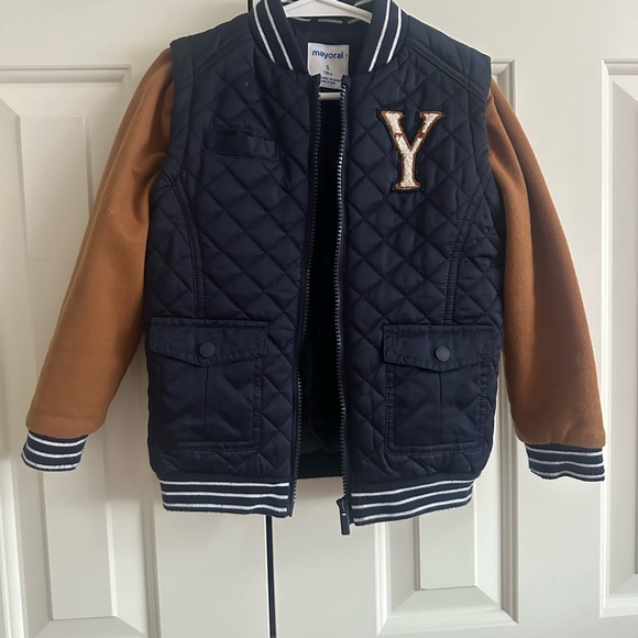 Mayoral Navy Jacket Knitted With Brand Logo